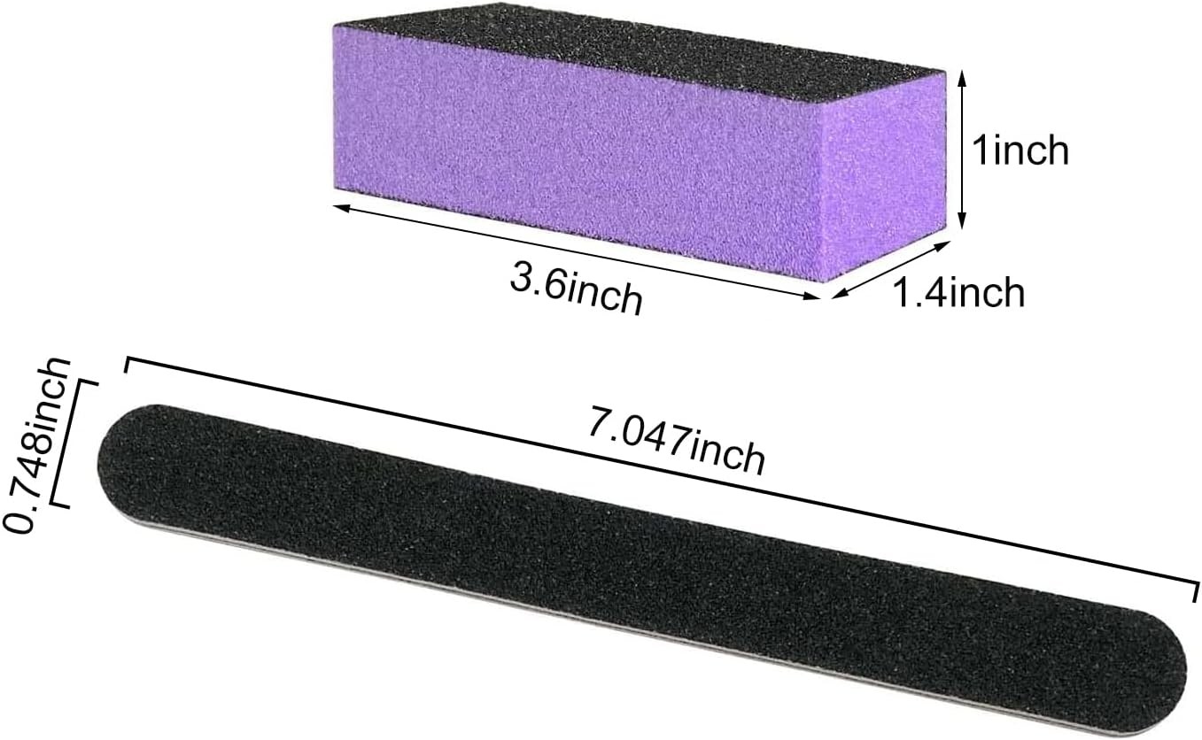 Nail File and Buffer Block, Professional Manicure Tools Kits, 100/180 Grit,