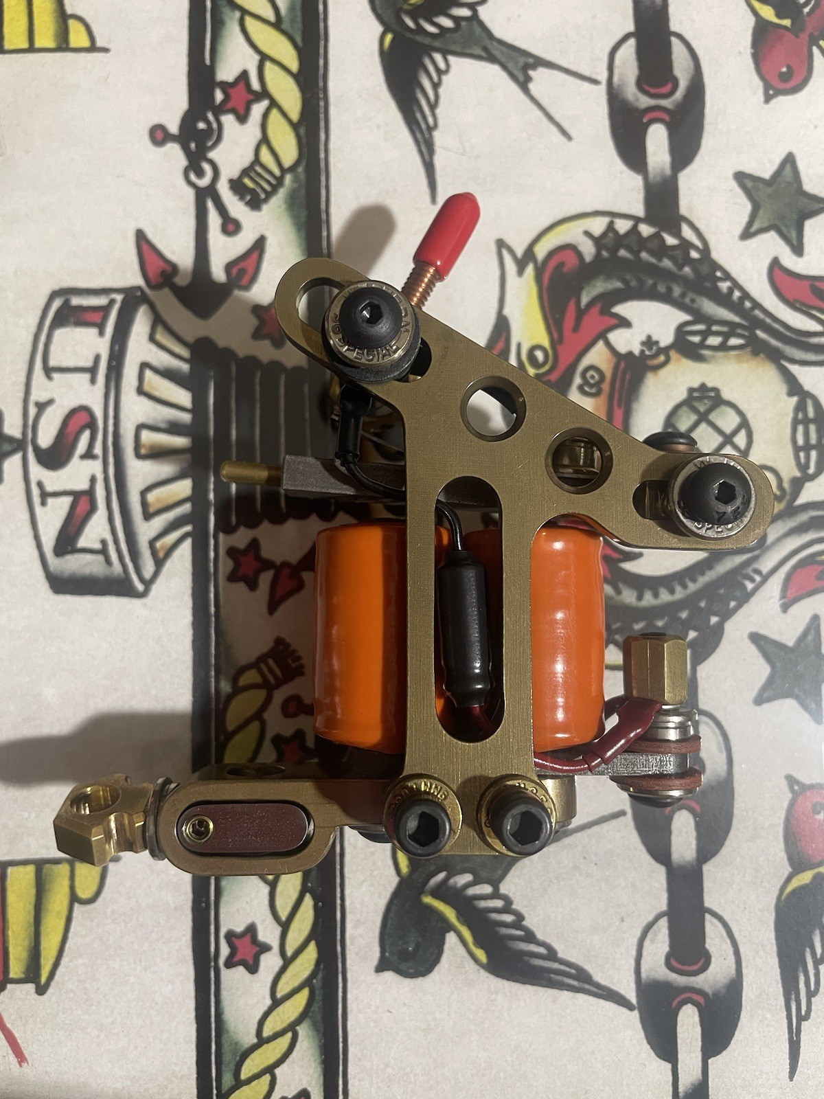 Handmade Brass Lefty Tattoo Machine - Left Handed Shader -