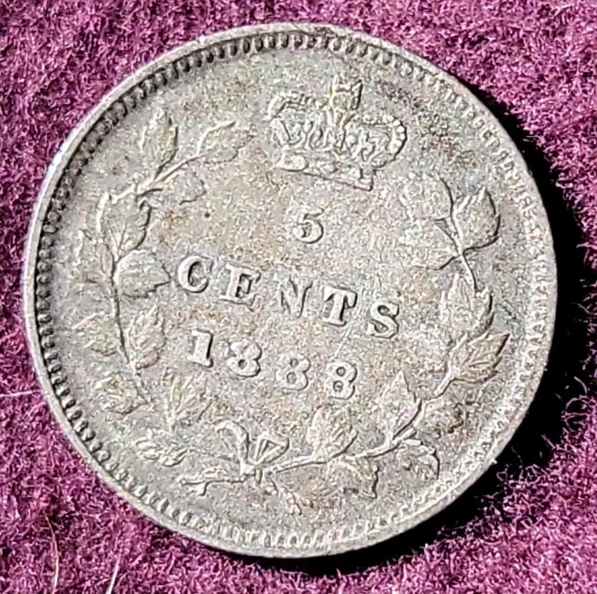 1888 Canada 5 cents silver  - Solid  VF   stk#K936