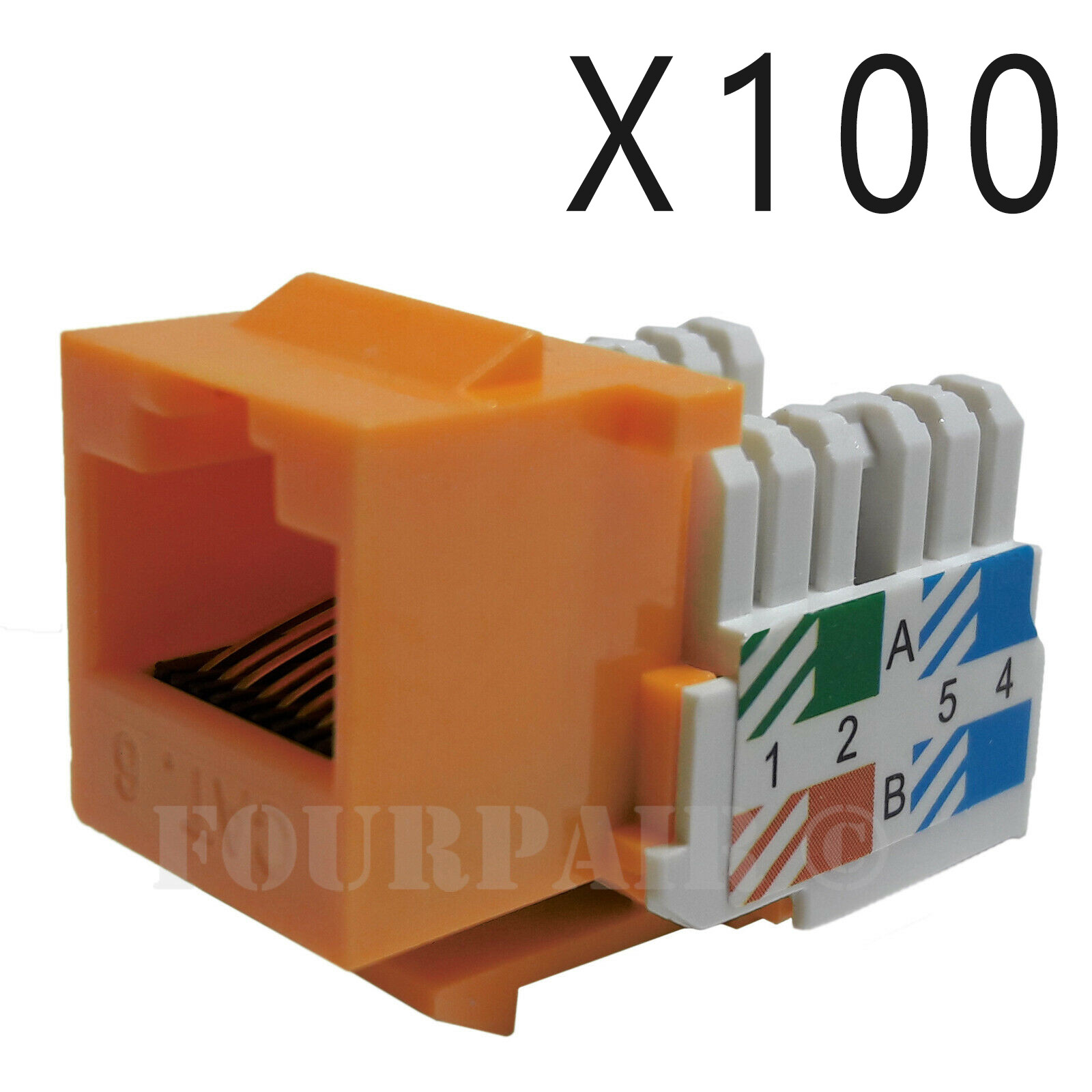 100x Pack Lot CAT6 Network RJ45 Port 110 Punch Down Keystone Snap-In Jack Orange