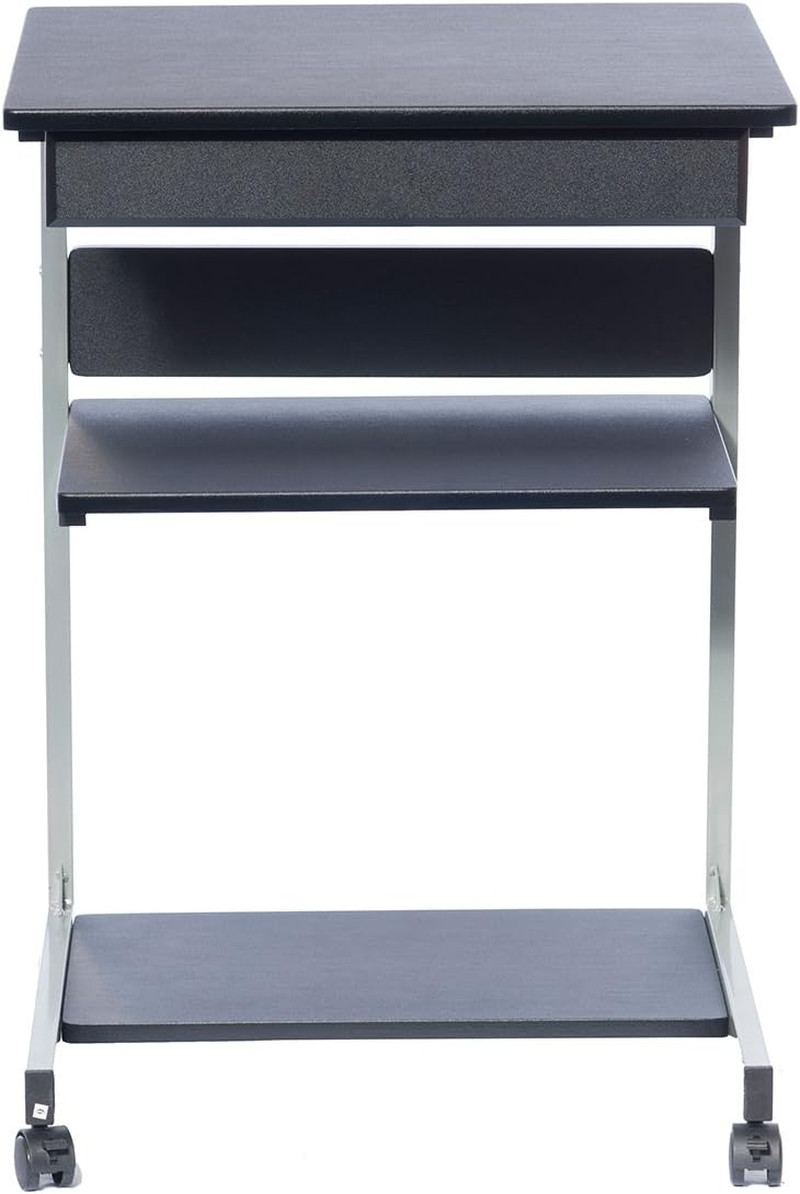 , Portable Computer Desk, Workstation, Stand with Printer Shelf, Rolling Laptop