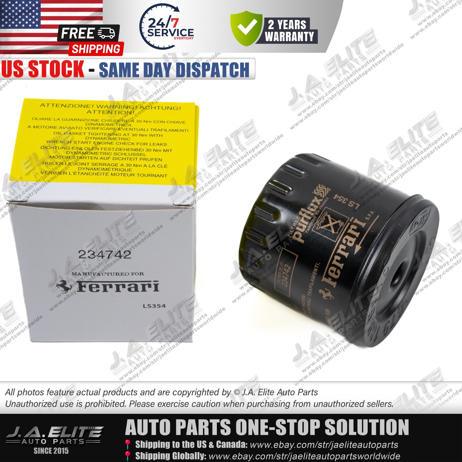Ferrari Oil Filter for Ferrari F430 California, OEM:234742