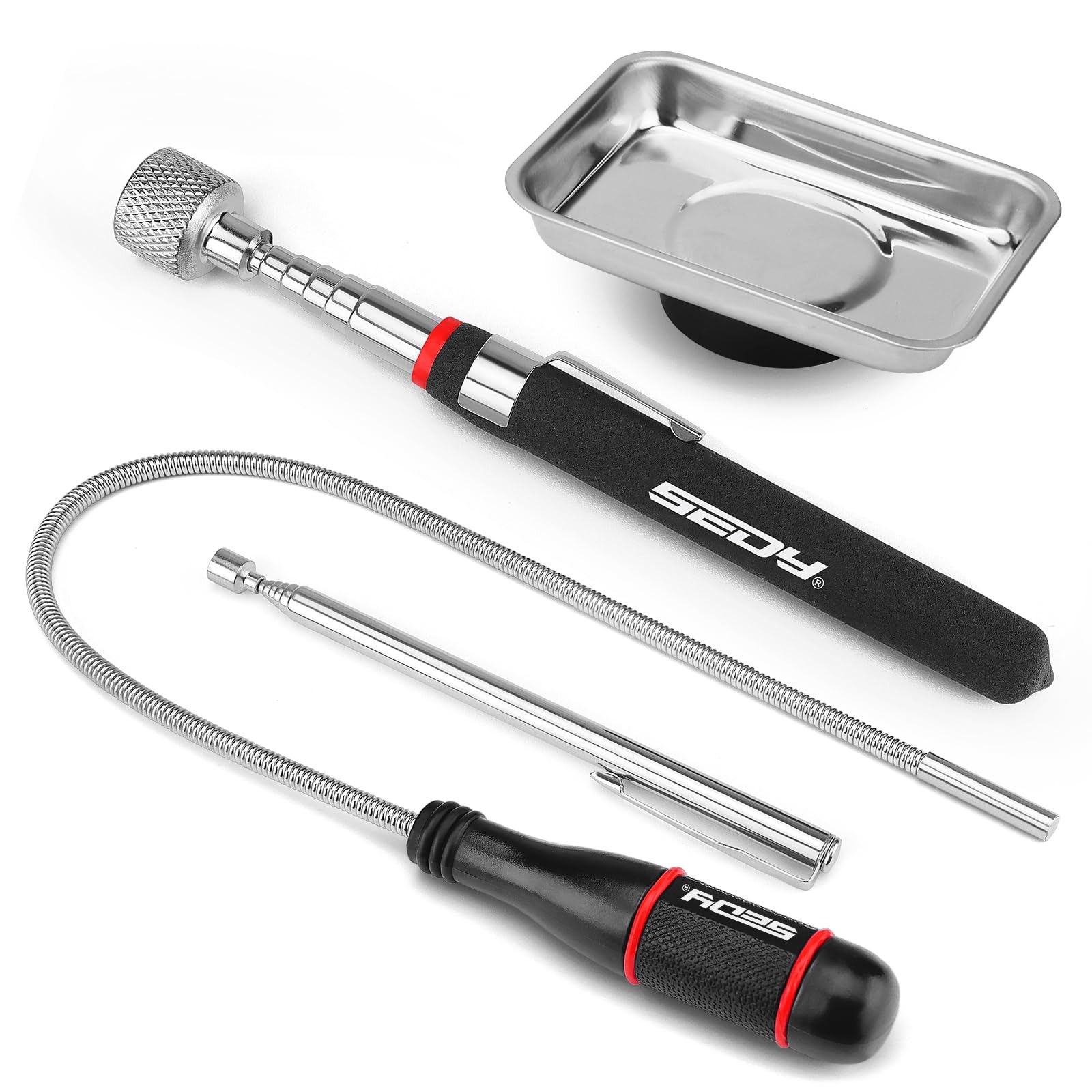 Magnetic Pickup Tool Set 4pc Telescoping Flexible Pen Stick Tray Garage Auto DIY
