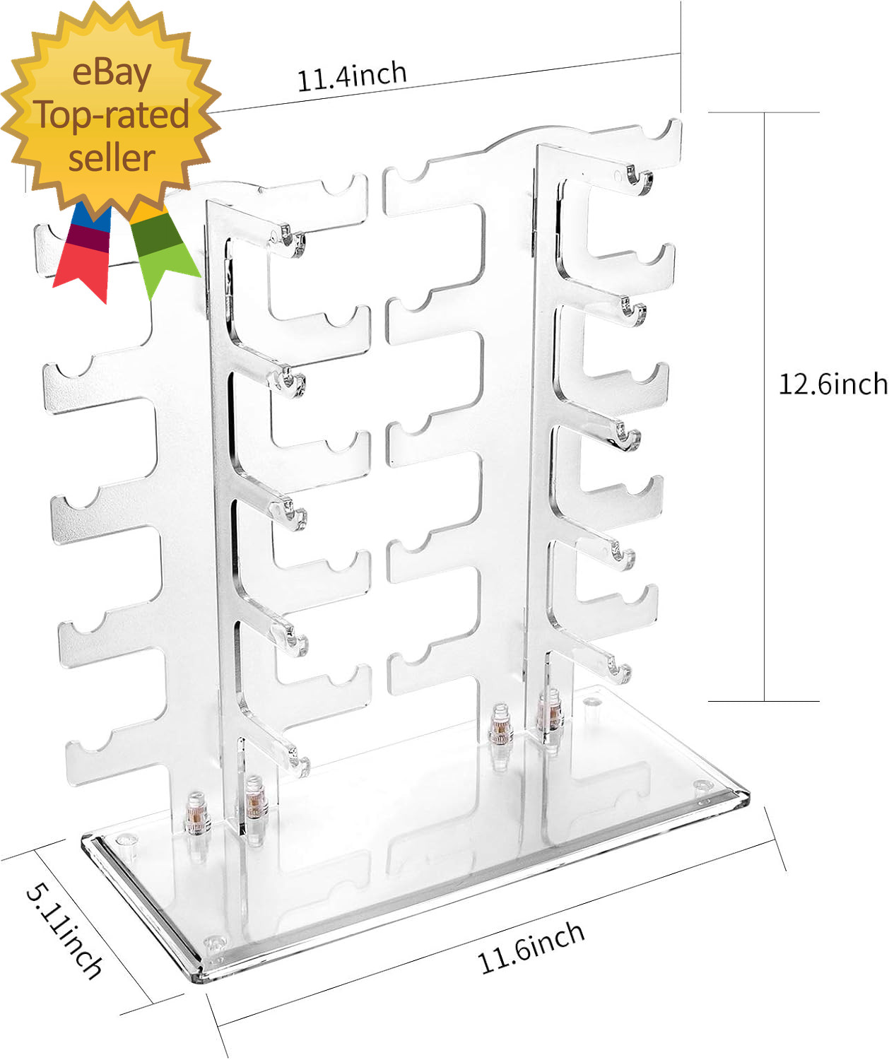 2 Row Sunglasses Rack Holder Glasses Display Stand Transparent