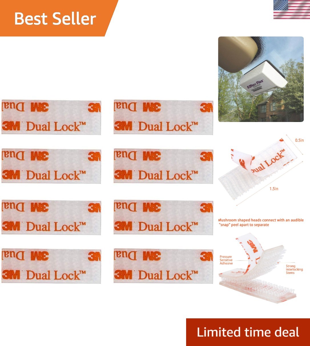 8 Pcs I-Pass Fastening Strips - Heavy-Duty Adhesive for Secure Toll Mounting