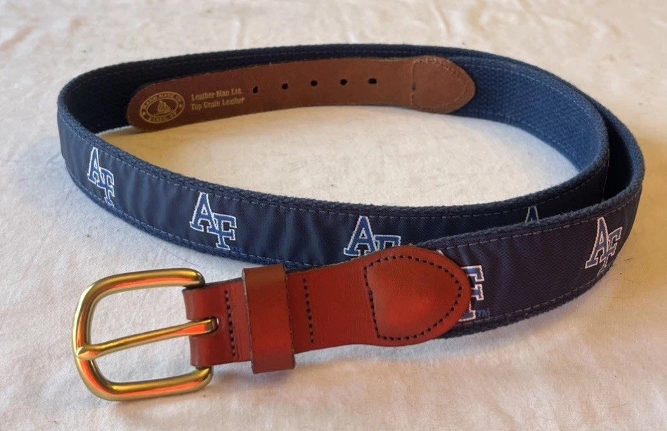 US Air Force LOGO Blue Web Belt W/ Solid Plated Solid Brass Buckle 42" LN