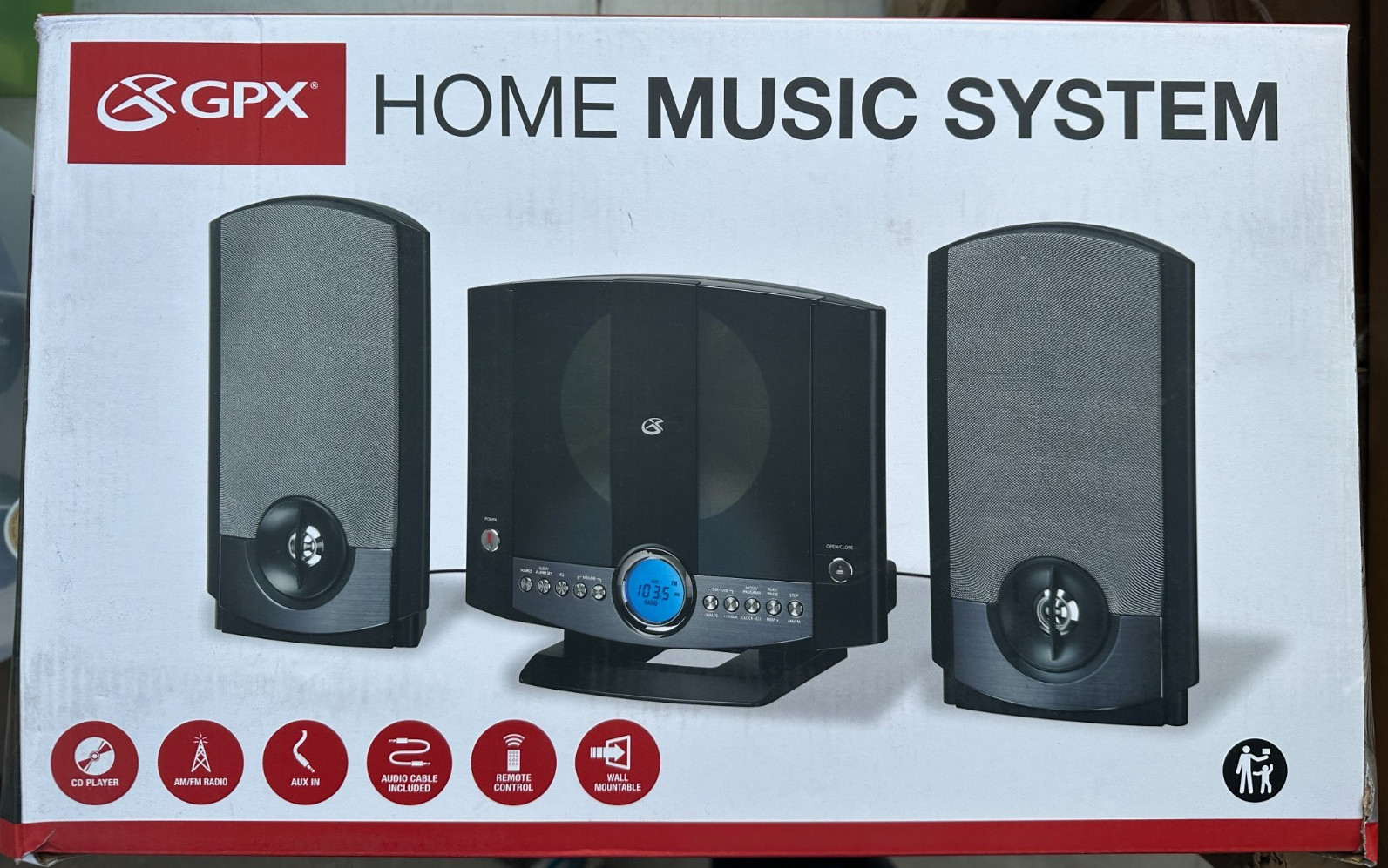 GPX HM3817DTBLK HMS Vert CD Dig. AM/FM Remote Bundle