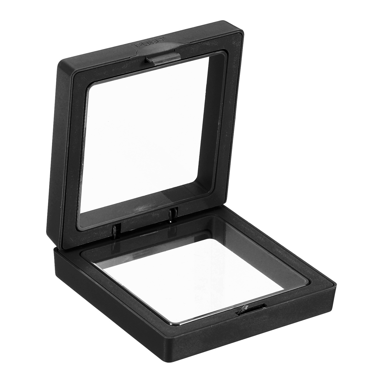 2.8" x 2.8" 3D Floating Display Case, 8pcs with Base Stand, Black