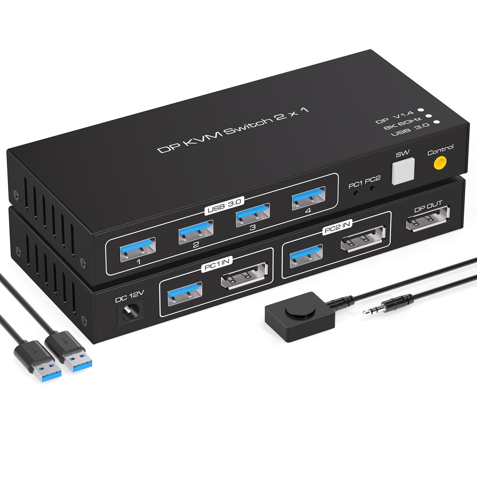2x1 DP KVM USB Switch Dual Port Display Port KVM Switcher Durable Replacement