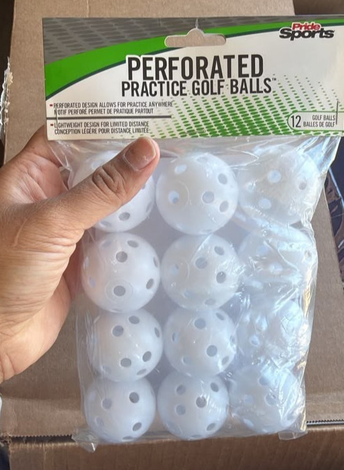 Pride Sports Perforated Practice Golf Balls 12 Count White Lightweight Plastic