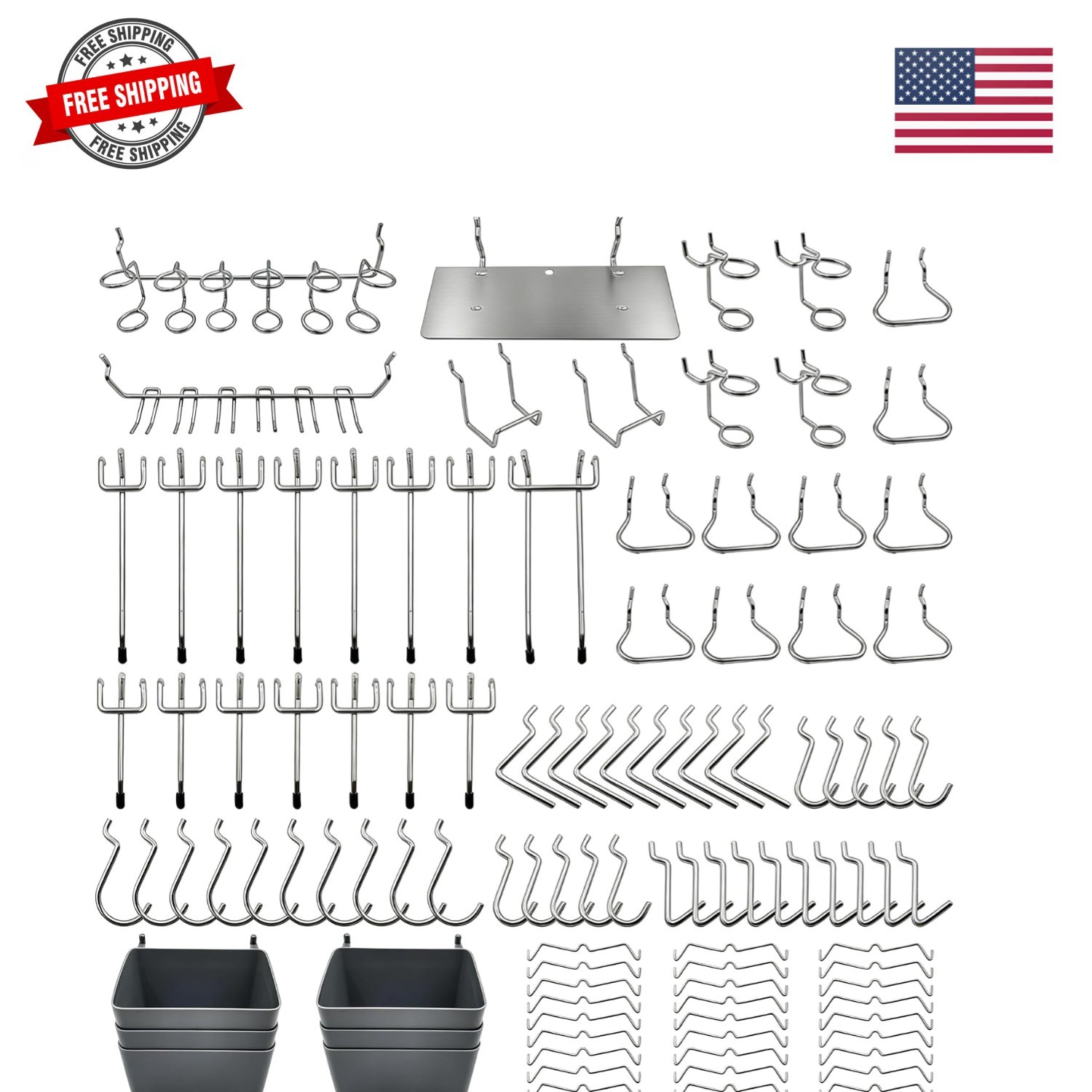 Pegboard Hooks Assortment with Pegboard Bins, Peg Locks, for Organizing Vario...
