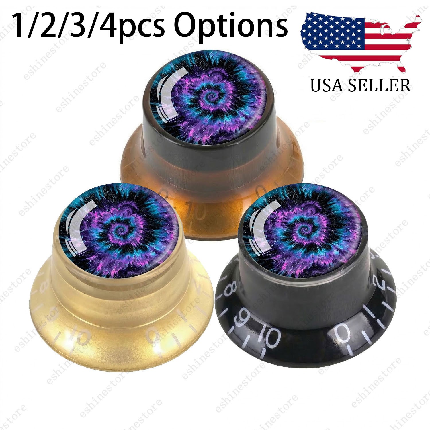 Guitar Reflector Knobs with Spiral Tie Dye Cap Top Hat Knob for Les Paul SG - 08