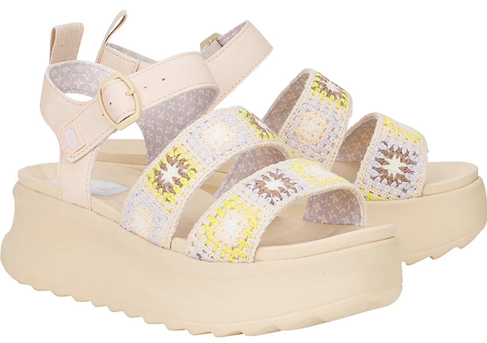 HEY DUDE Delray Buckle Cottage Crochet Sandals Women Comfort Slip-On Casual 8 10