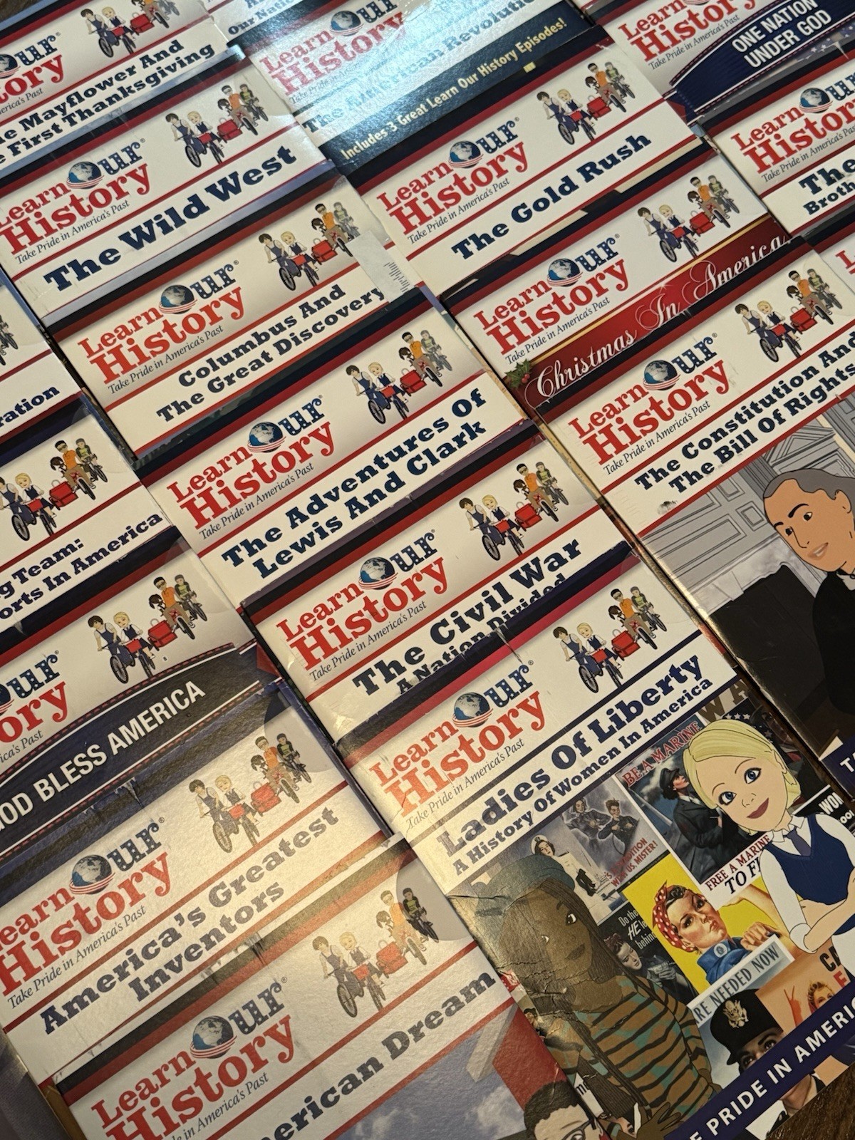 Lot of 25 ‘Learn Our History’ DVDs – Homeschool History Curriculum – 9 Sealed!