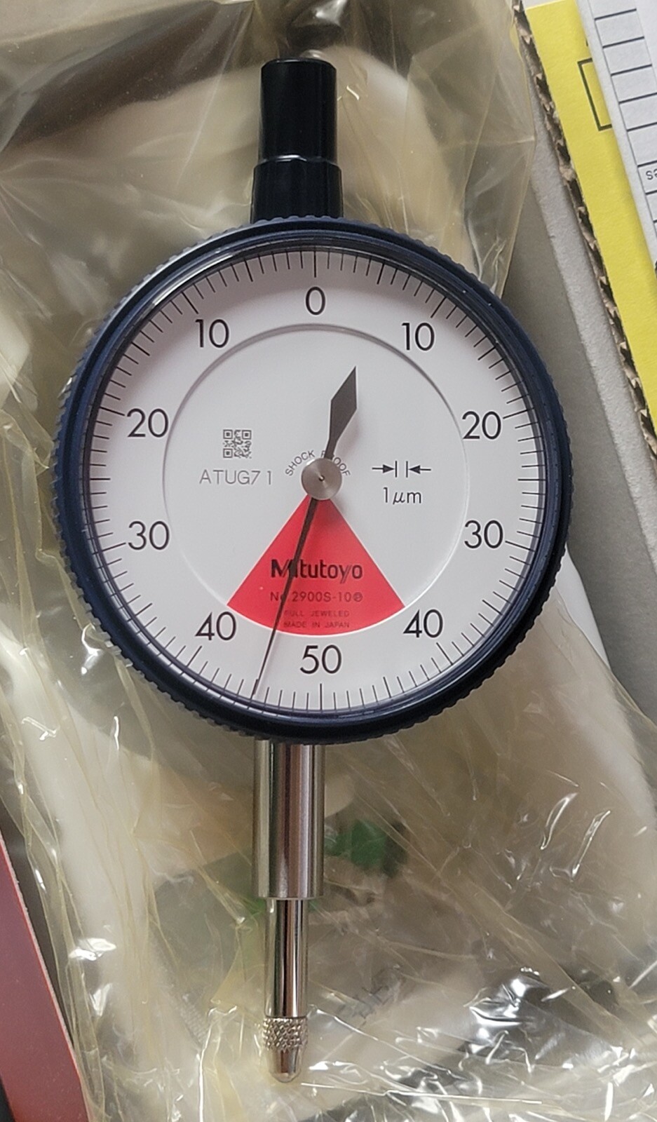 New Mitutoyo One Rev Dial Indicator 0-0.08mm / 0.001mm 50-0-50 Read Flat Back