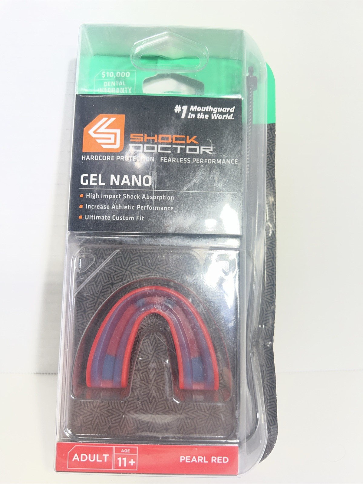 Shock Doctor Gel Nano Latex-Free Convertible Mouthguard Adult Age 11+ Pearl Red