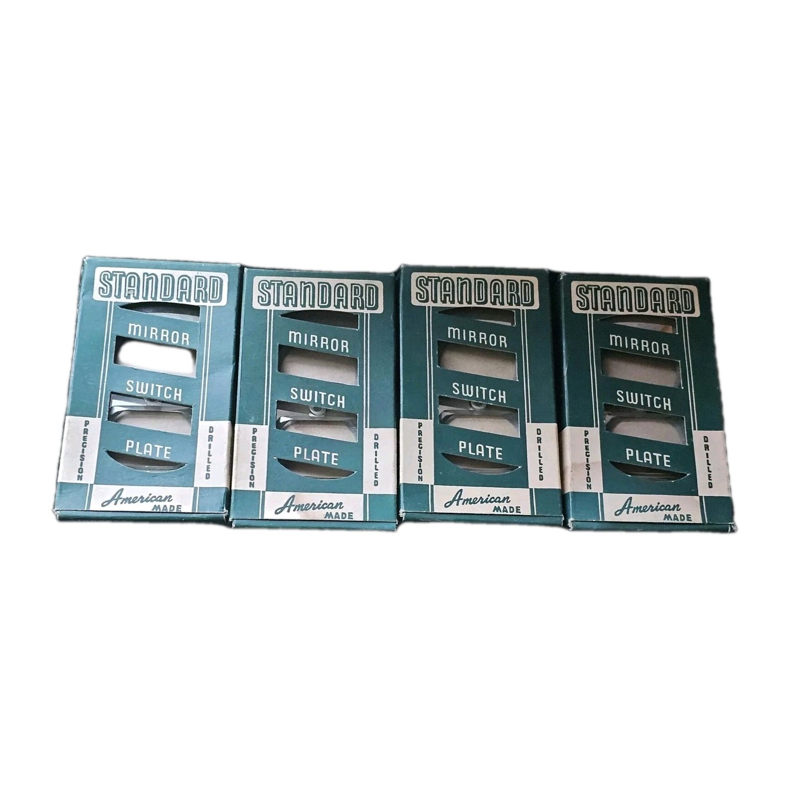 Vtg Standard Mirror Glass Switch Plate 2 w Screws Original Box Set 4 Htf Usa Nos