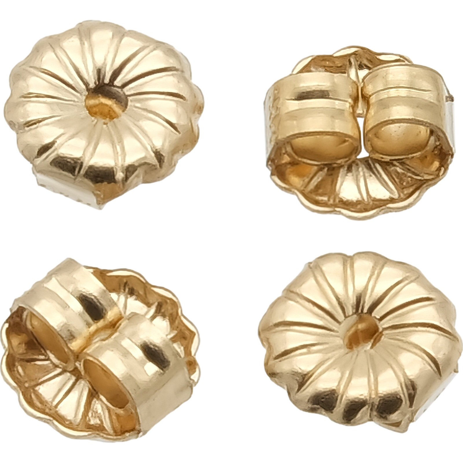 4 14K Yellow Gold Tension Earring Backs Lock Tight Nut