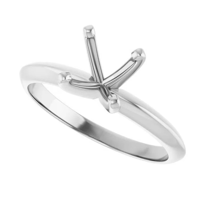 925 Sterling Silver 6mm Round Semi Mount Ring Solitaire 4 Prong Setting Ring