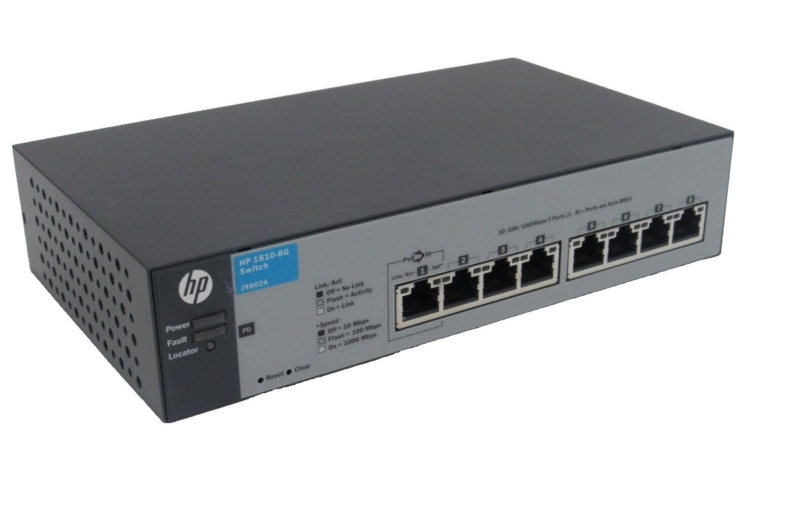 NEW HP J9802A 8 PORT NETWORK SWITCH NO POWER CORDS