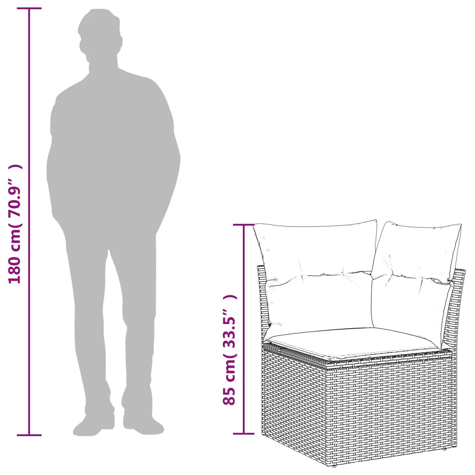 Garden Sofa with Cushion Gray 62 x 62 x 69 cm poly rattan