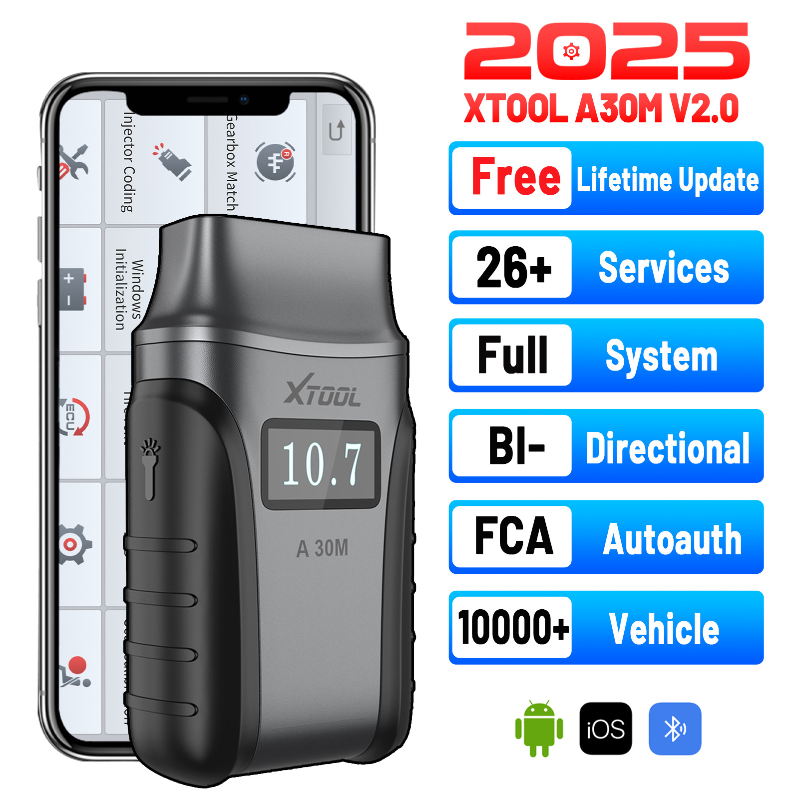 XTOOL A30M Bidirectional OBD2 Scanner Diagnostic Tool All System FCA Autoauth