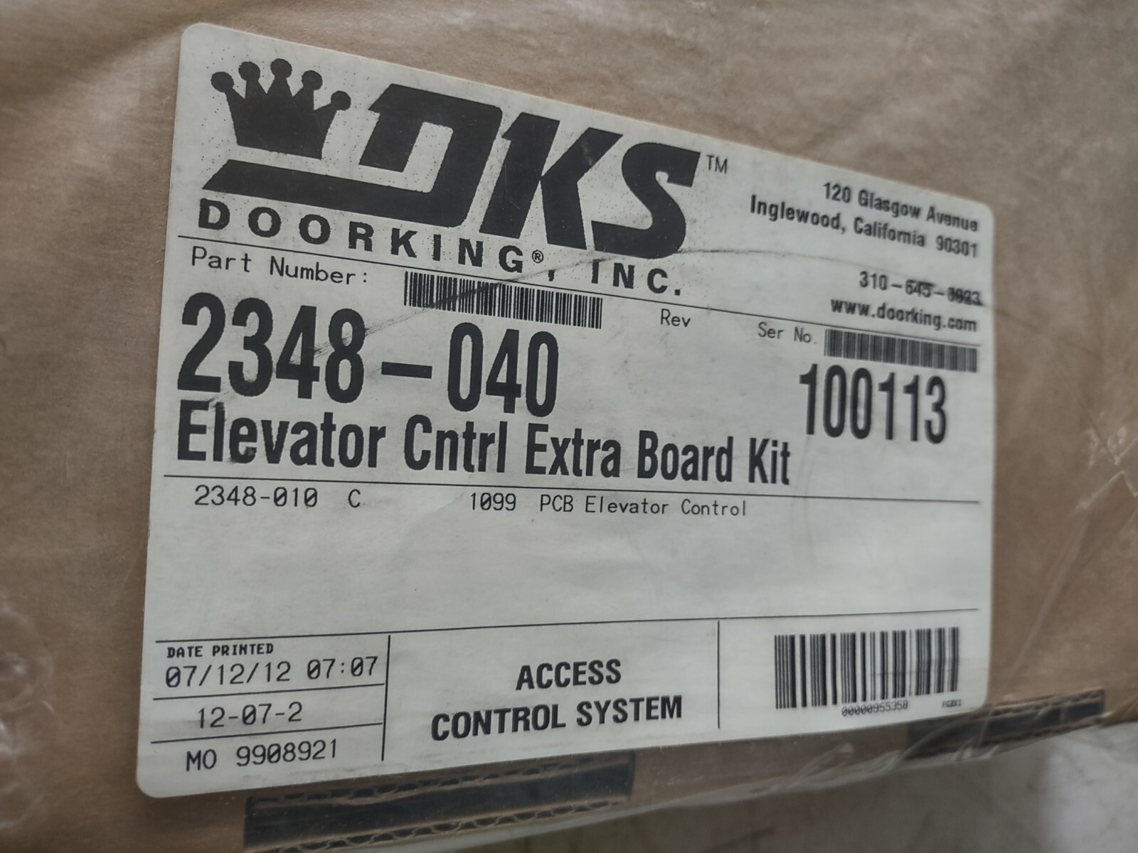 DoorKing 2348-040 Elevator Control Board w/ Mounting Hardware