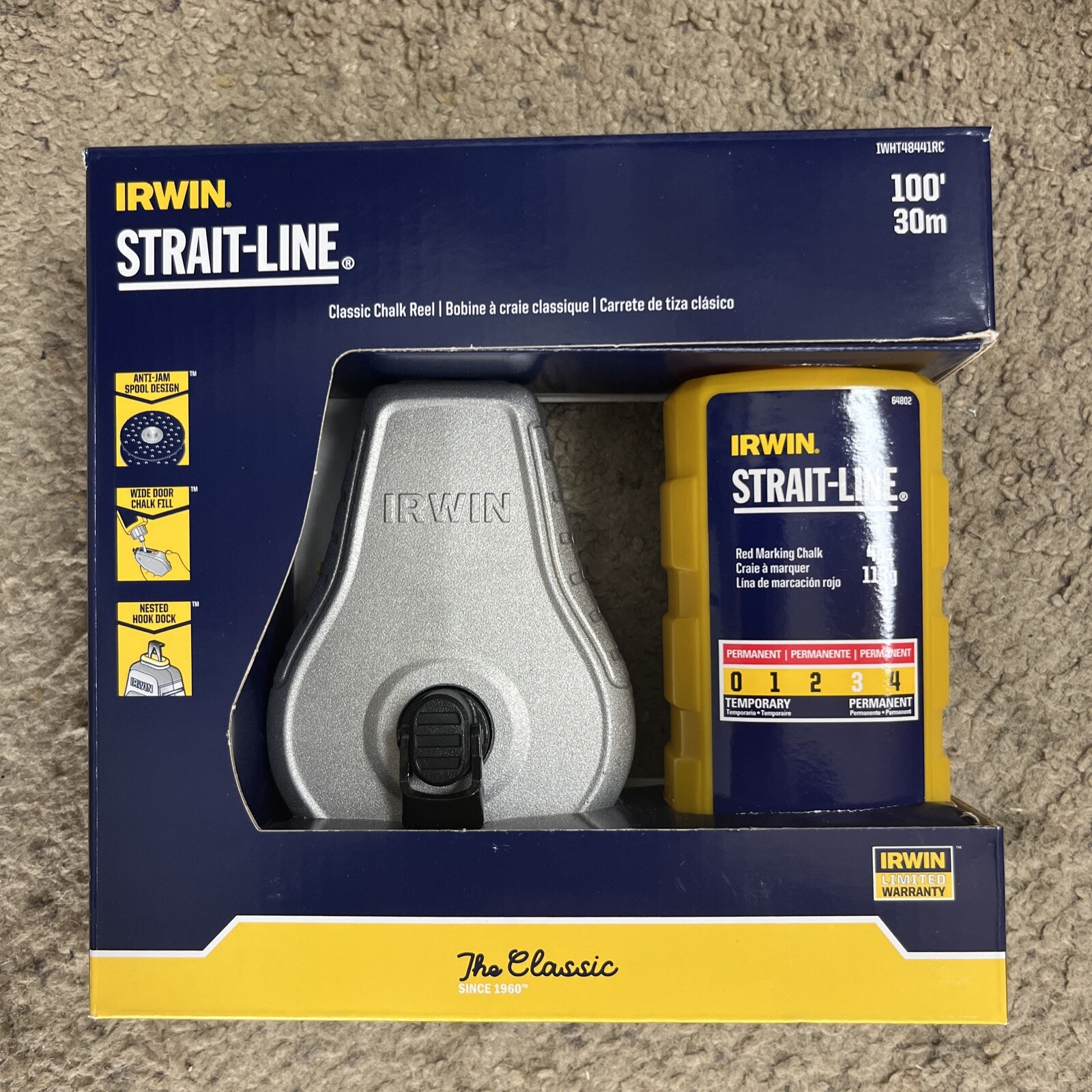 Irwin STRAIT-LINE Chalk Line, Classic Reel, Red, 100 ft (IWHT48441RC)
