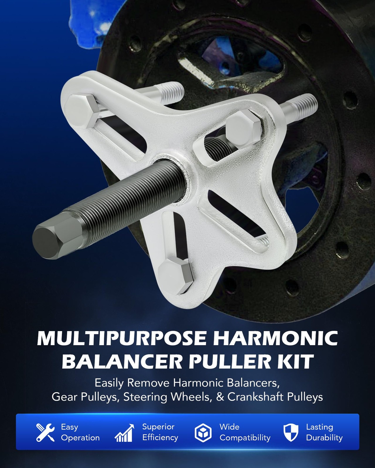 Orion Motor Tech Harmonic Balancer Puller Kit, 49pc Power Steering Pulley Puller