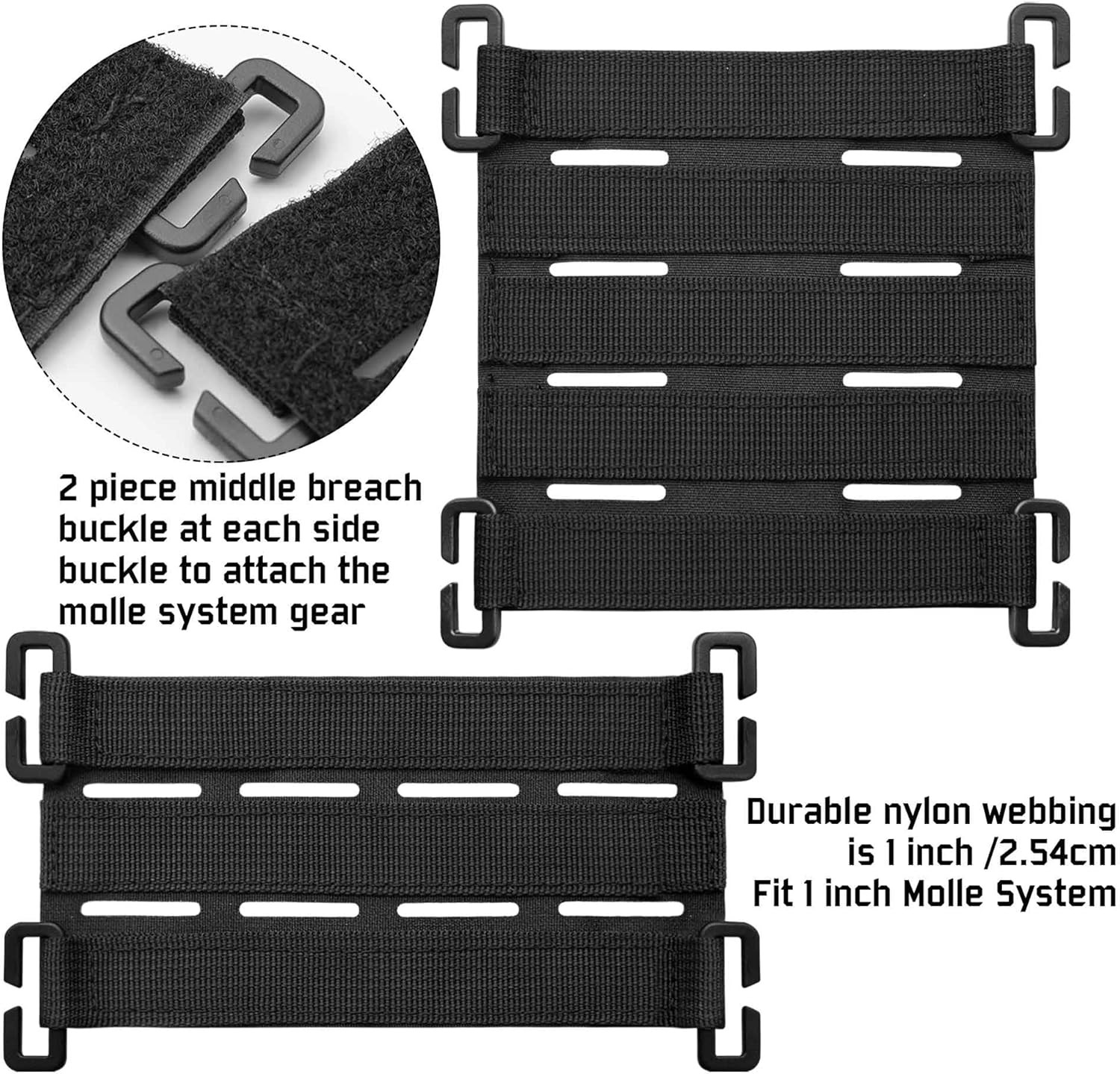 2 Pack Upgrade 8 Laser Cutting Hole Molle Patch Display Holder, Black