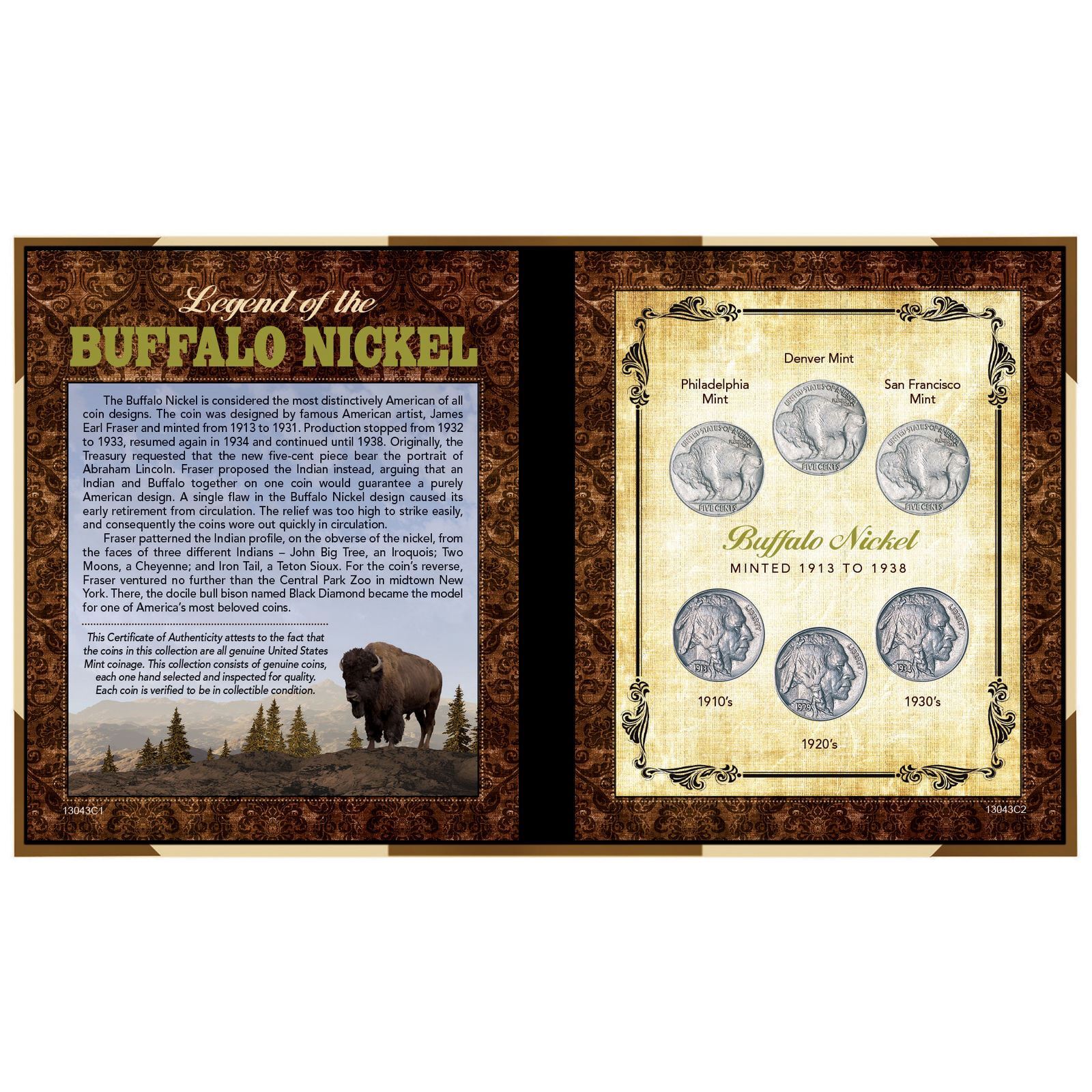 NEW American Coin Treasures Legend of the Buffalo Nickel 13043