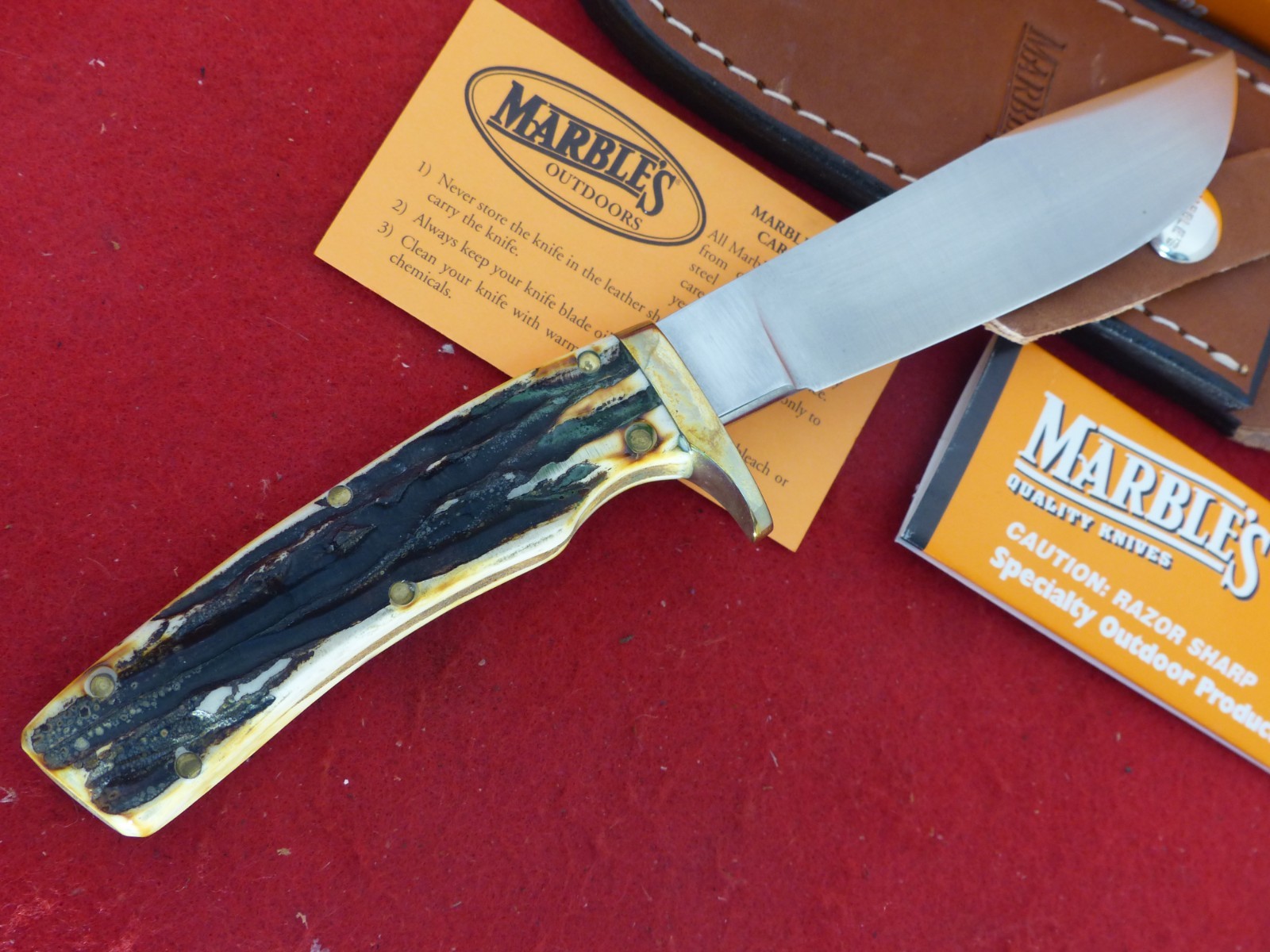 Marbles Gladstone USA Campercraft MARLIN 2000 mint fixed blade Sheath knife