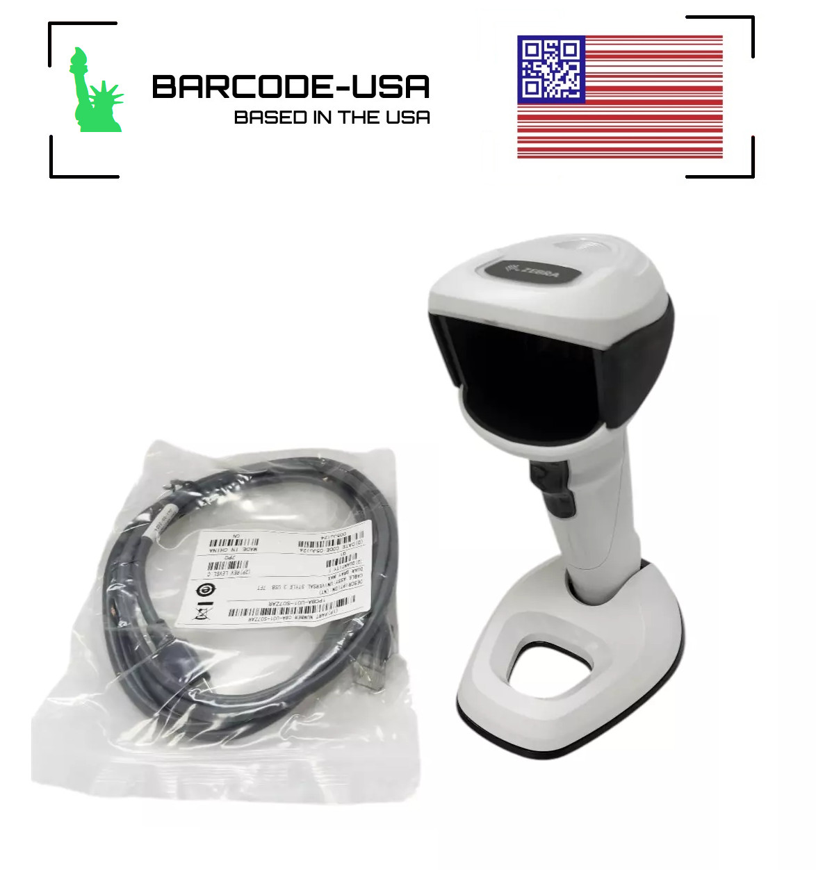 ✅Zebra DS9908 2D/1D/QR Code Barcode Scanner w/ USB cable (White) for Square!⭐🔥