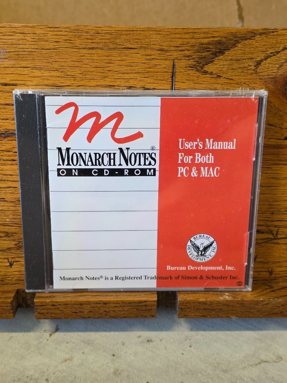 Vintage BRAND NEW 1991 Monarch Notes computer software program for PC and MAC