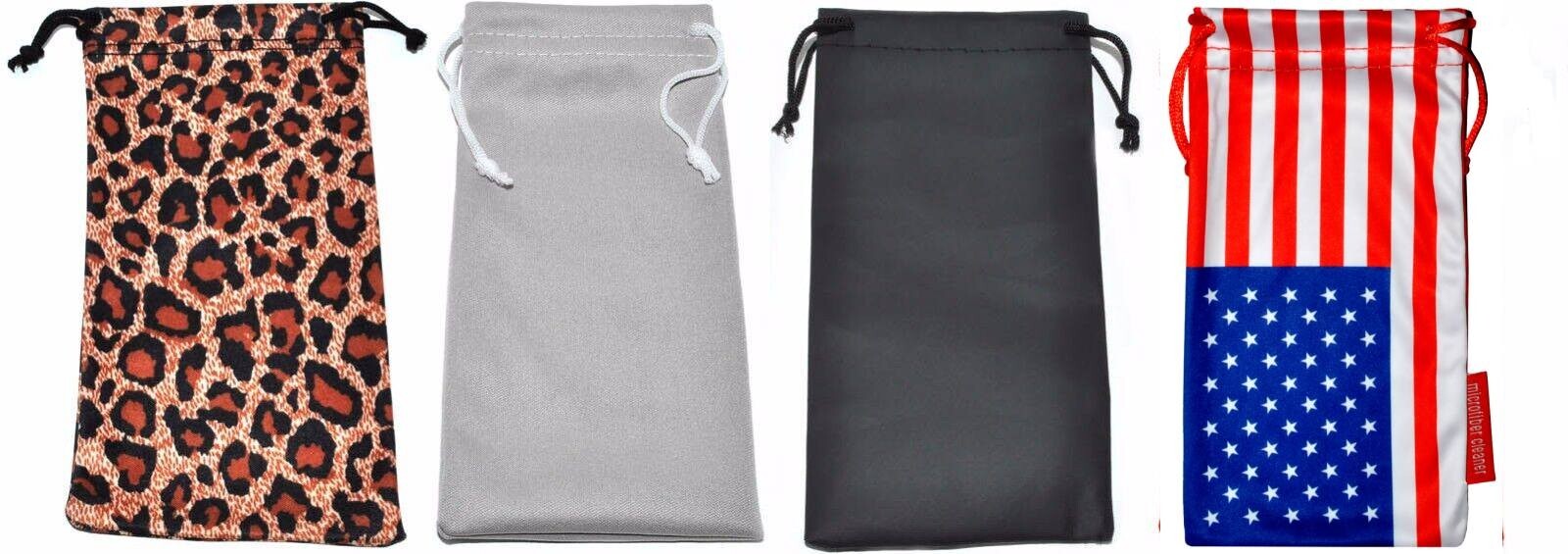 4 SUNGLASSES EYEGLASSES SOFT POUCH CARRY BAG CASE MIX COLORS (4 PIECES)