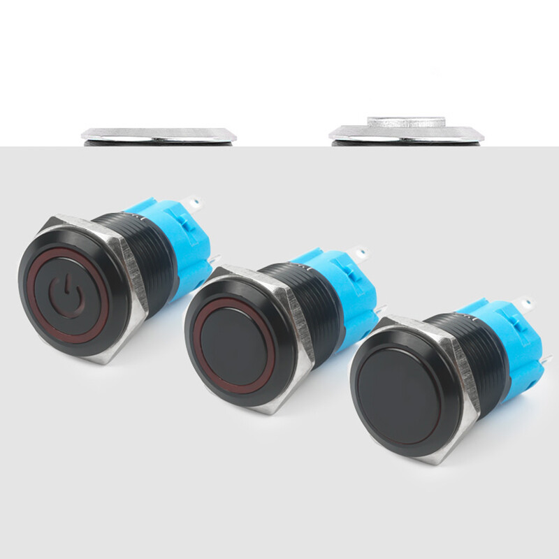 12/16/19/22mm LED Push Button Switch Momentary Latching On/Off Waterproof Metal