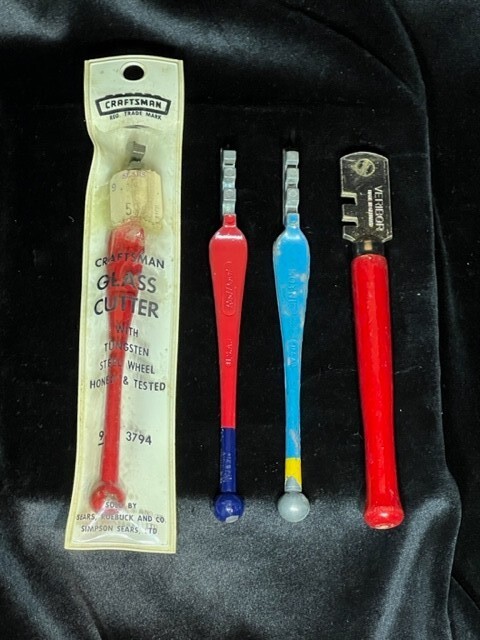 Collection of 4 glass cutters from Red Devil, Craftsman, Hiyne, Veribor