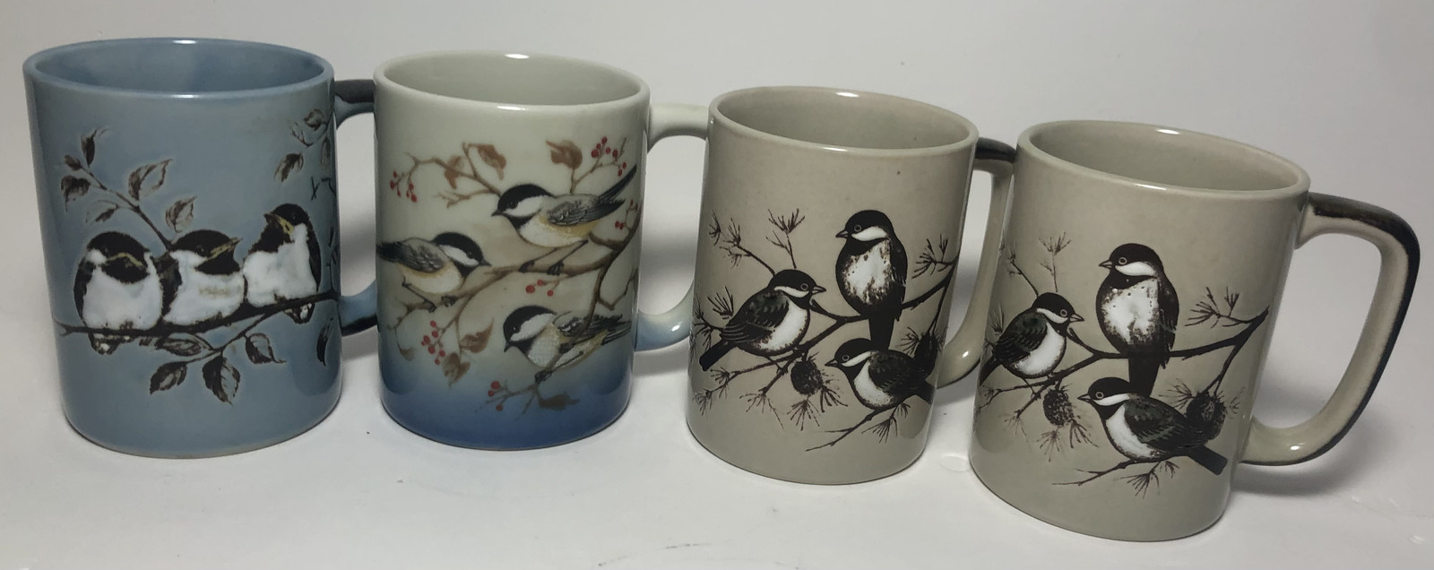 Otagiri Stoneware Chickadee Mugs Set Of 4