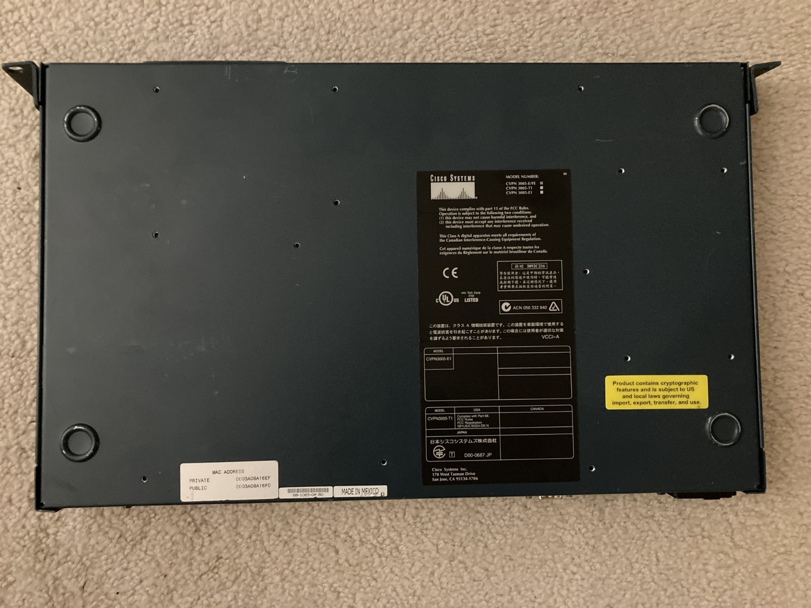 Cisco Concentrator VPN Appliance - CVPN 3005-E/FE