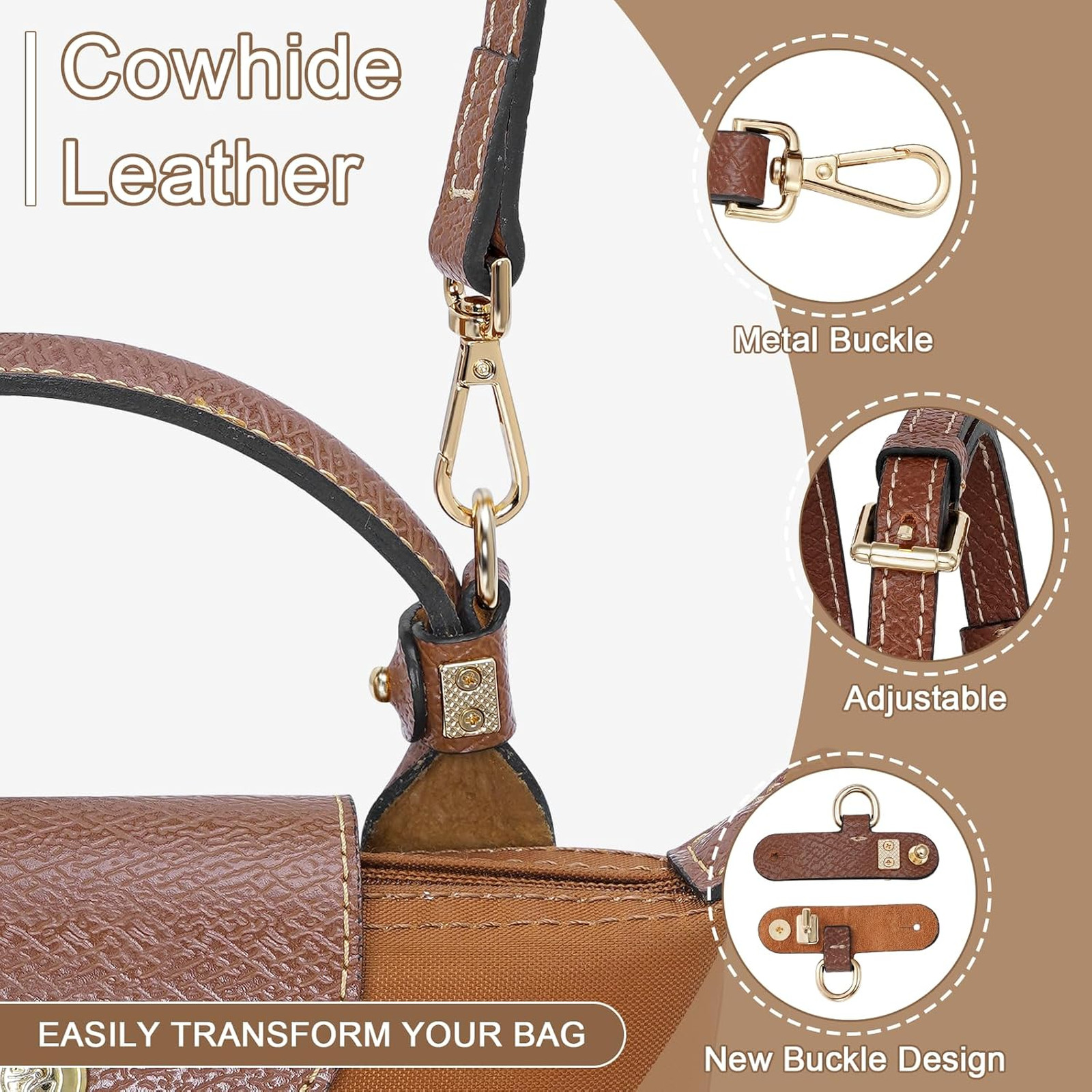 Crossbody Strap Replacement for Longchamp Mini Bag Adjustable Leather Shoulder