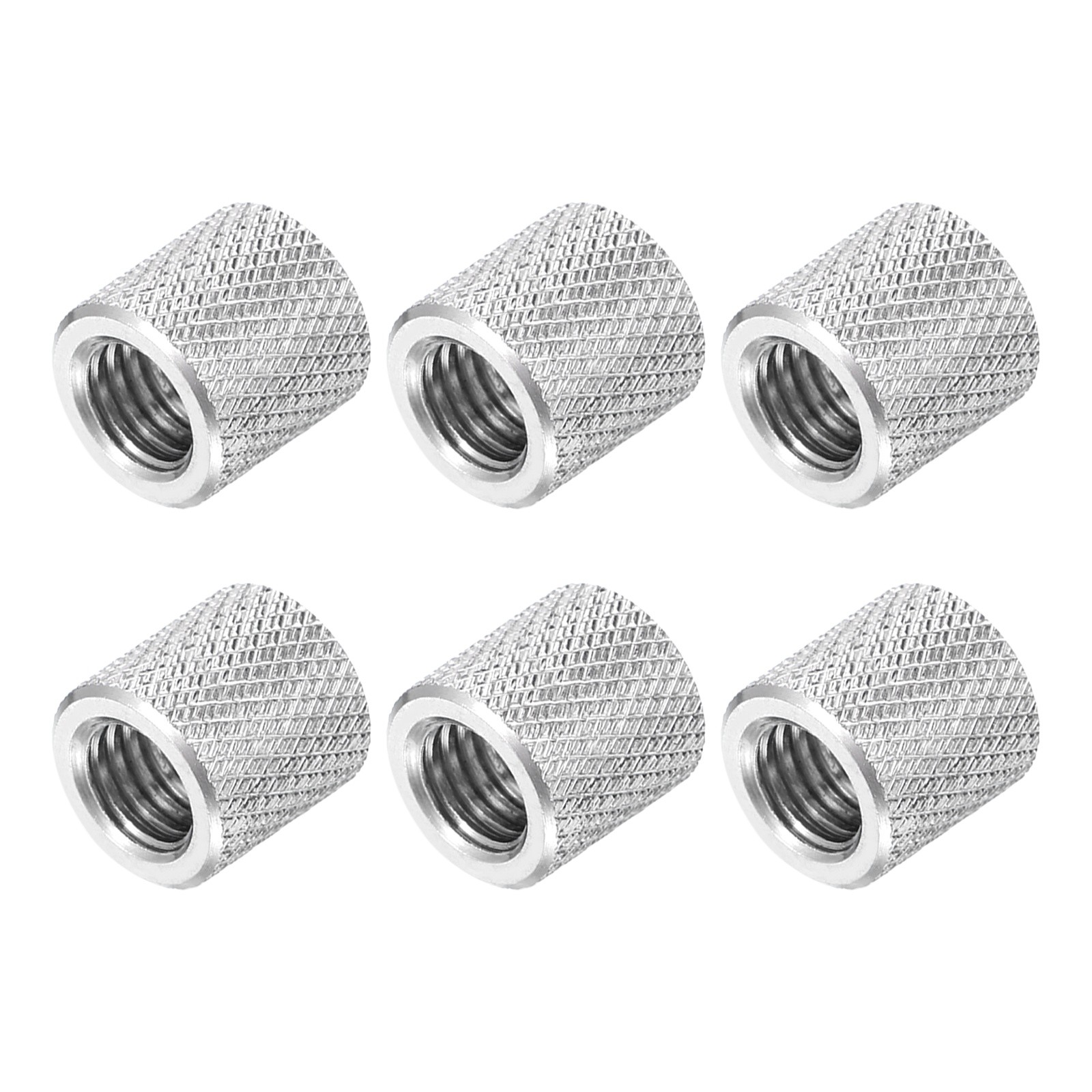 M8 6 Pack 304 Stainless Steel Round Knurled Connector Nuts,0.47"OD x 0.47"H