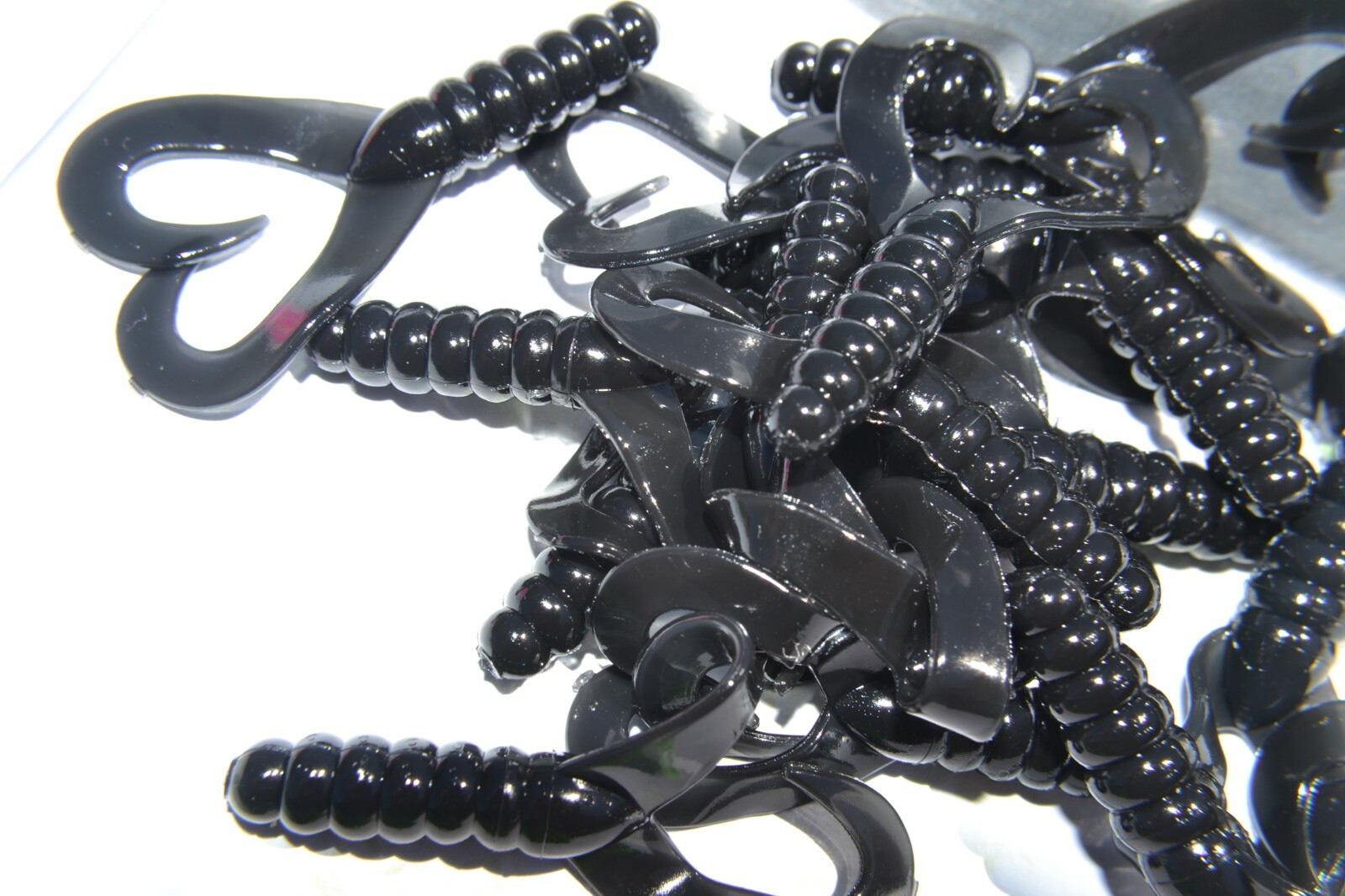 2" DOUBLE TWISTER TAIL crappie bass grubs lure jig TWIN TAIL BLACK 50