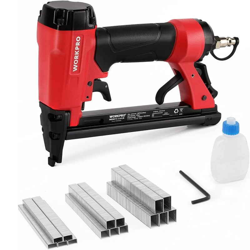 WORKPRO Pneumatic 20 Gauge Staple Gun T50 Upholstery Stapler With/1260PC Staples