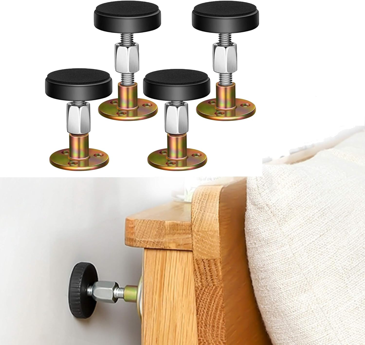 Adjustable Threaded Bed Frame Anti-Shake Tool, Headboard Stoppers, Bedside anti