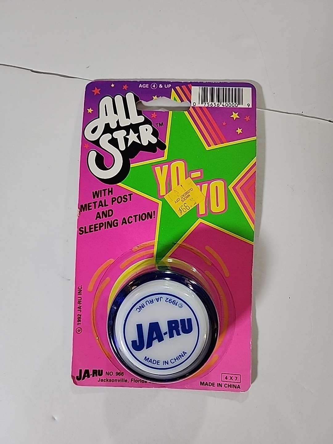 1992 YA-RU Toys All Star Yo-Yo Purple Factory  Sealed Blister Age 5+ Brand New