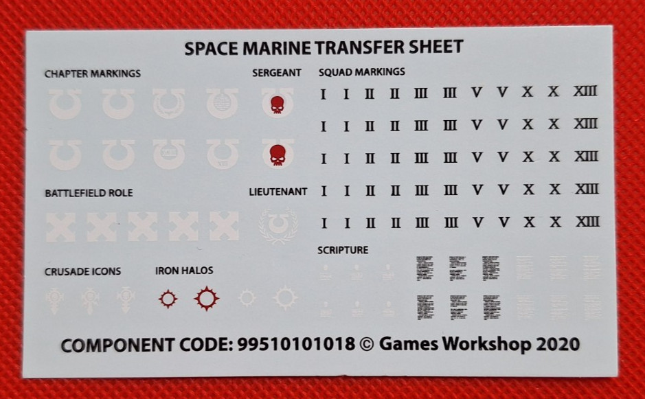 Warhammer 40k Primaris Space Marines Transfer Sheet New Decals Games Workshop