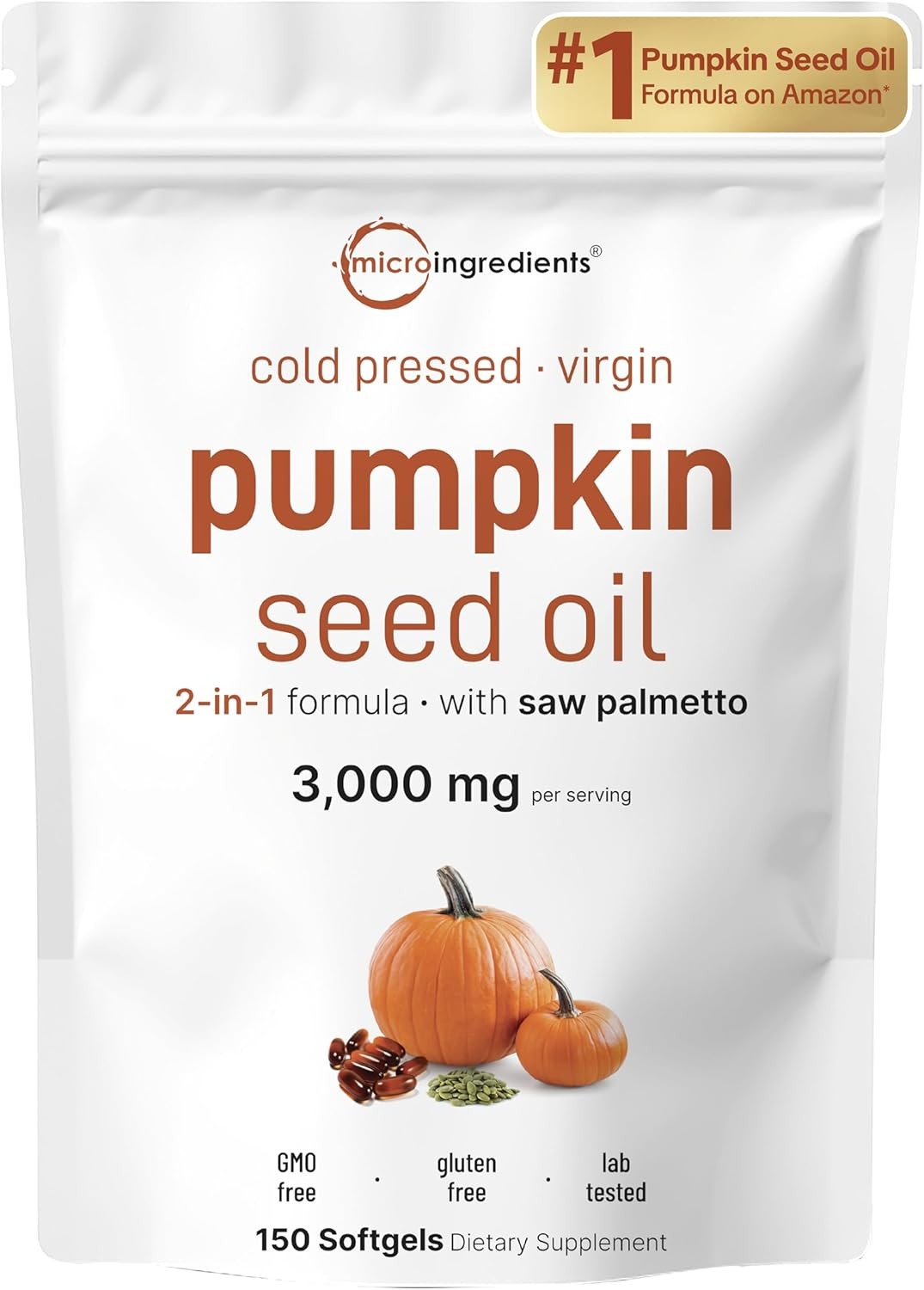 Micro Ingredients Pumpkin Seed Oil with Saw Palmetto, 3,000mg Per Serving,...