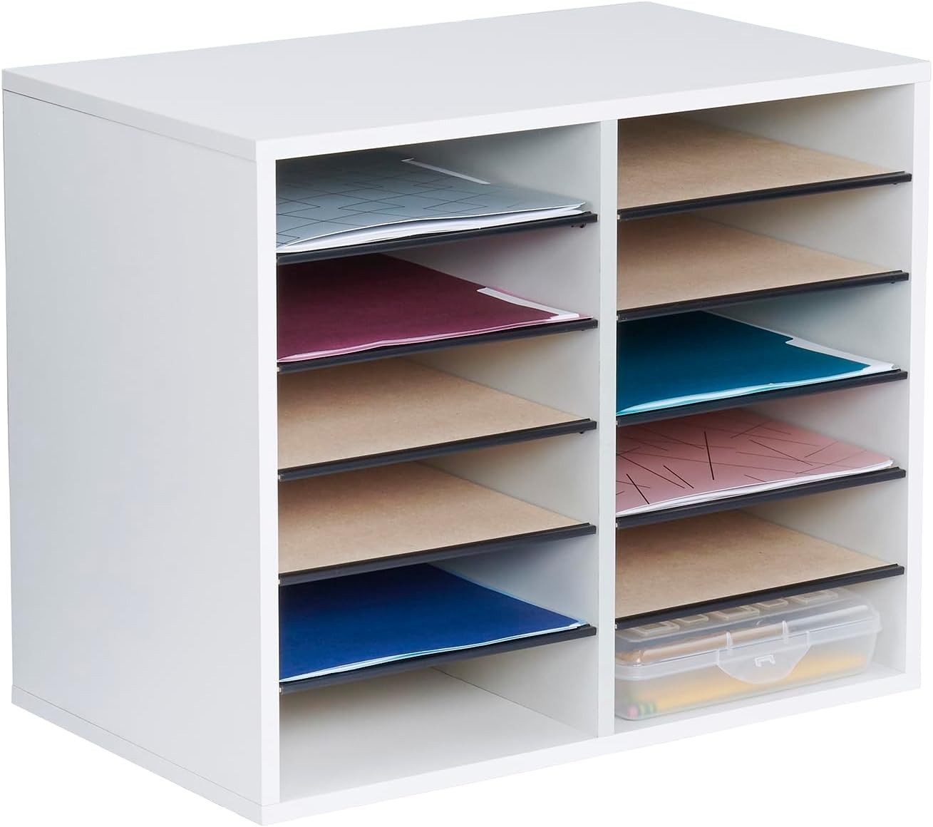 Literature Organizer 12 Compartments Office & Classroom Mailbox W/ Adjustable