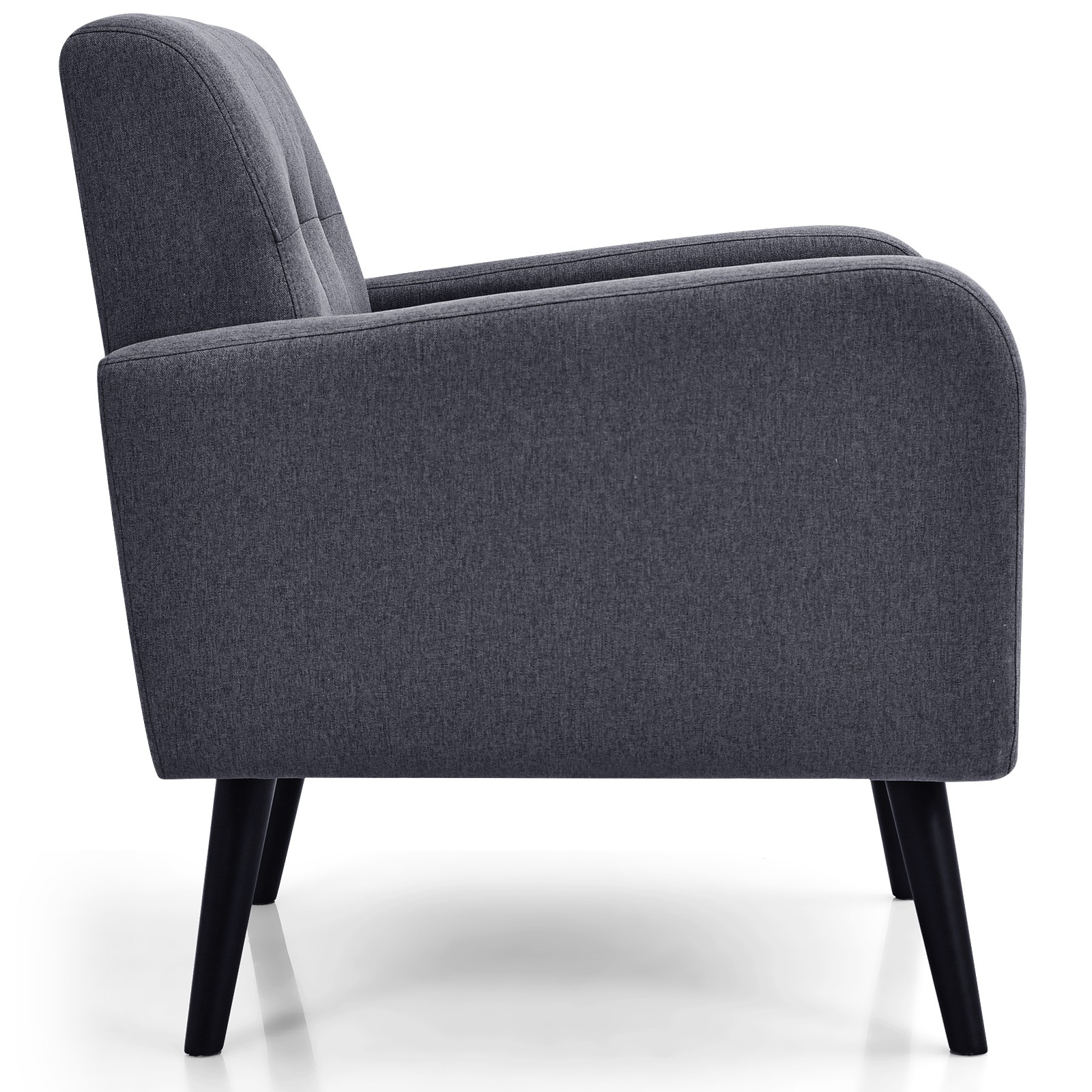 Costway Set of 2 Mid Century Accent Chair Upholstered Arm Chair Single Sofa Grey