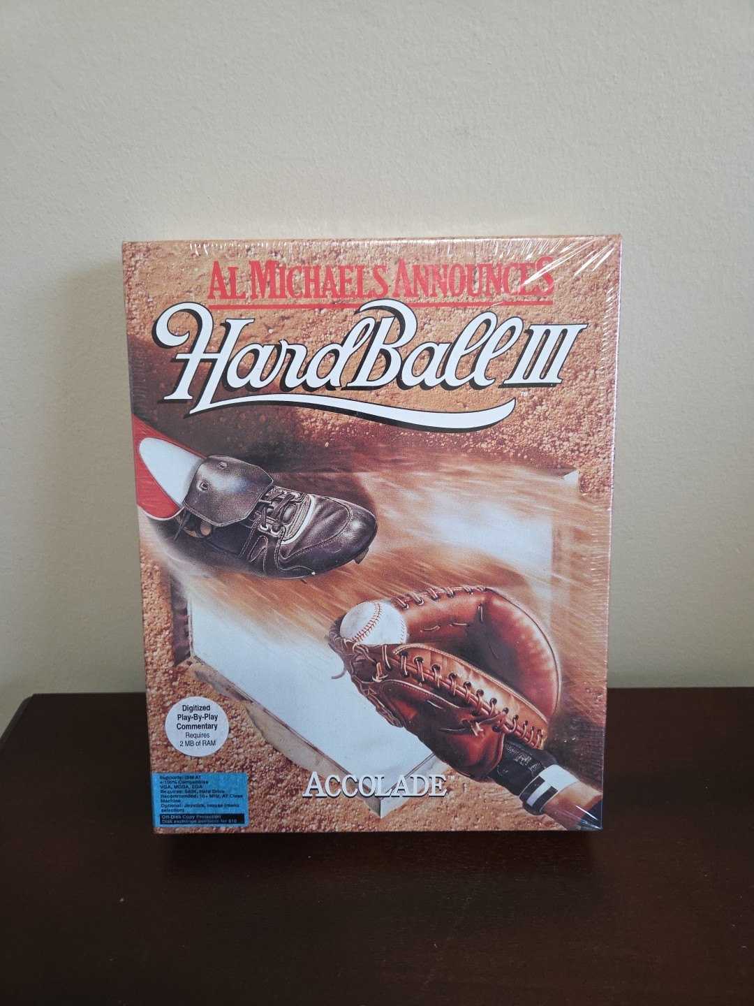 Vtg Brand New Sealed 1992 Accolade Hard Ball III IBM PC Big Box Game Al Michaels